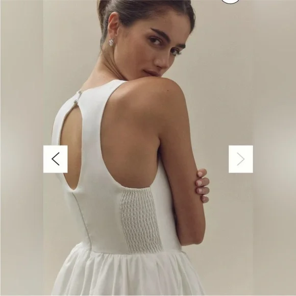 NWT BHLDN Anthropologie High Neck Satin Duchess A-Line Midi Dress - Picture 3 of 15